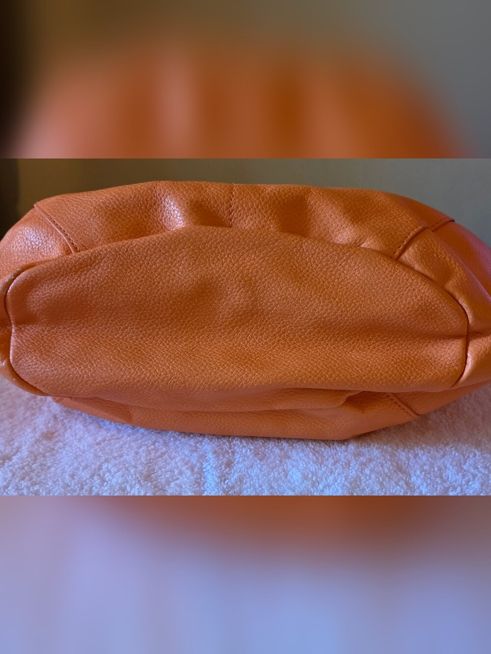 MICHE Orange Faux Leather Tote Bag with Black Handles - Picture 3 of 8